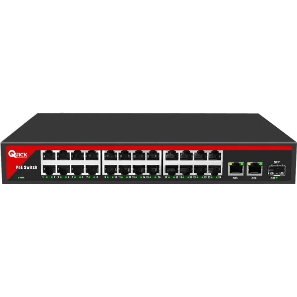 Quick Q24P3U 24 Port Poe 10/100 + 2 Port Gigabit + 1 Sfp Switch
